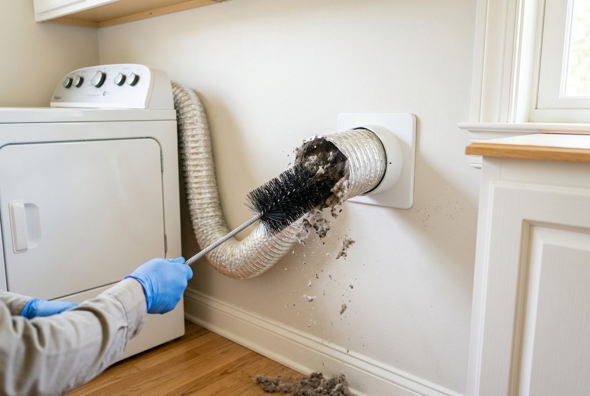 Dryer Vent Cleaning technician at work