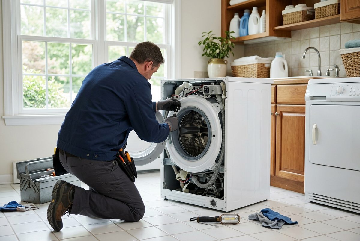 Washer Repair technician at work